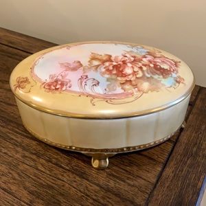 Vintage Gerold Porzellan Large Hand Painted Jewelry Trinket Box
